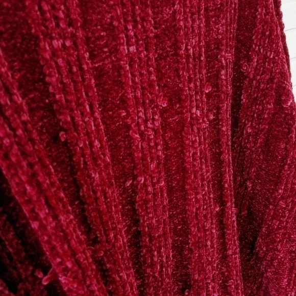 Zenana Premium Sweater Women's 3x Maroon Red Chenille Puffy Popcorn Style Soft - Picture 7 of 7